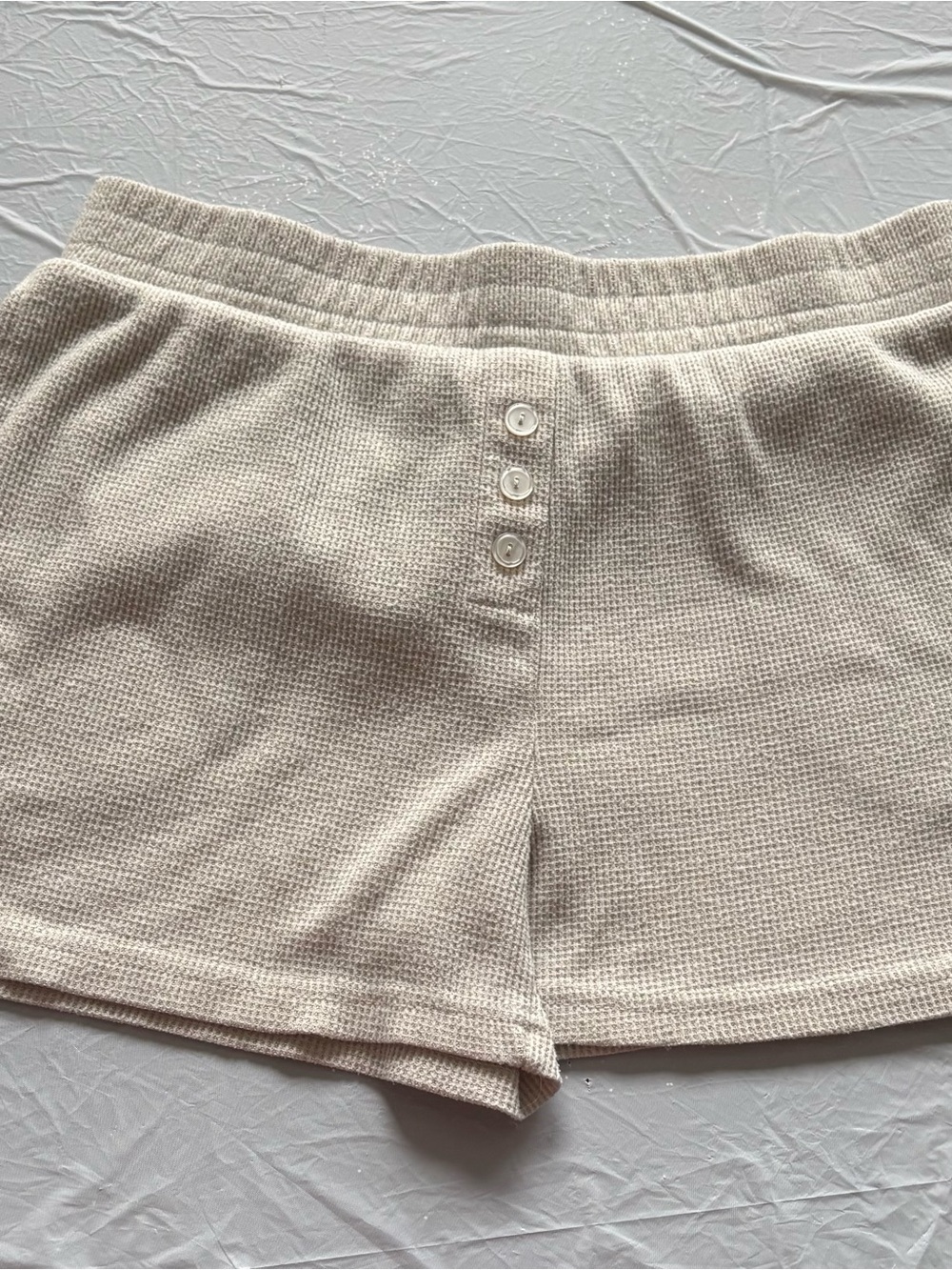 Better together Together Cream Waffle Knit High-Waist Women's Shorts